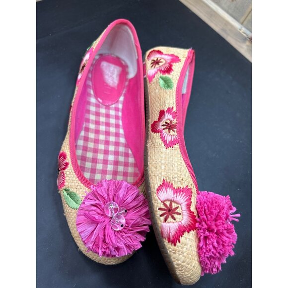 Sperry Top-Sider Womens Embroidered Pink Floral Ballet Flats Woven Straw Size 9M - Picture 4 of 9